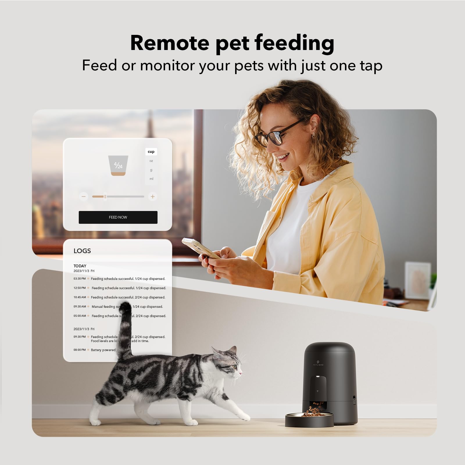 Smart Wi-Fi Cat Feeder with 30 Day Battery Life