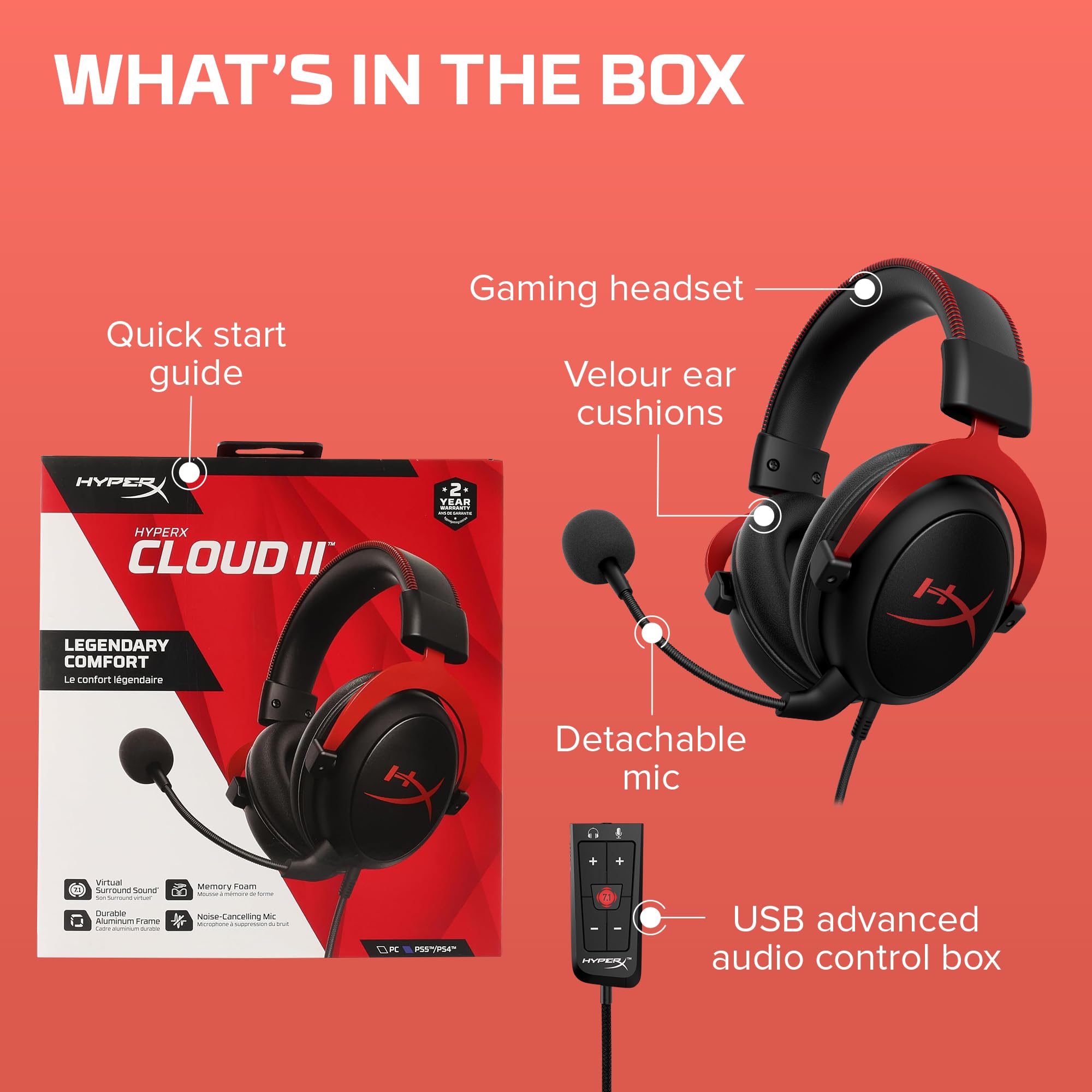 HyperX Cloud II Gaming Headset with 7.1 Surround Sound