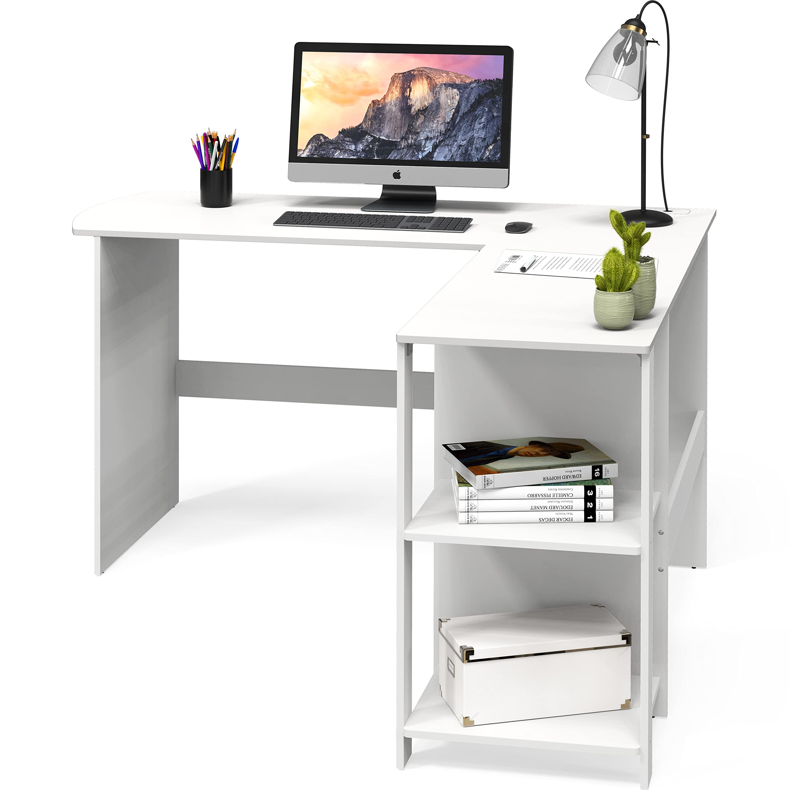 L Shaped Home Office Desk with Storage Solutions