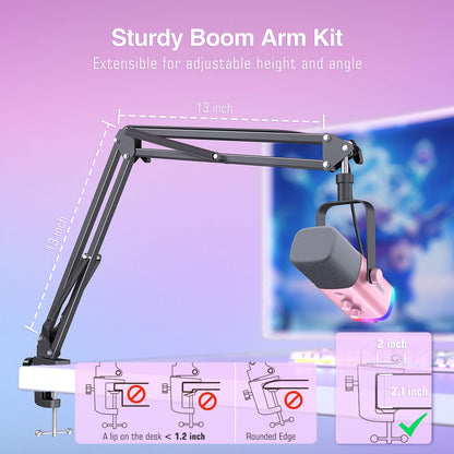 FIFINE AM8T XLR USB Gaming Microphone Kit with Boom Arm