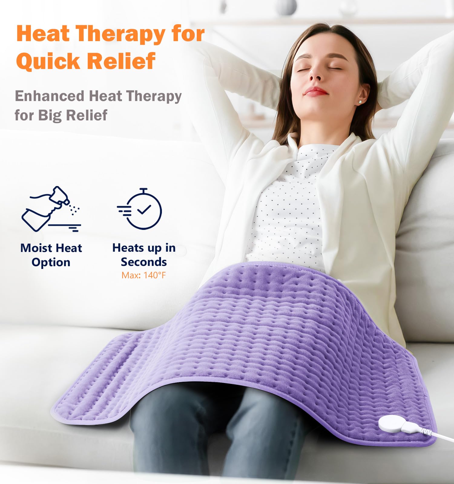 Electric Heating Pad for Back Pain Relief with Auto Off