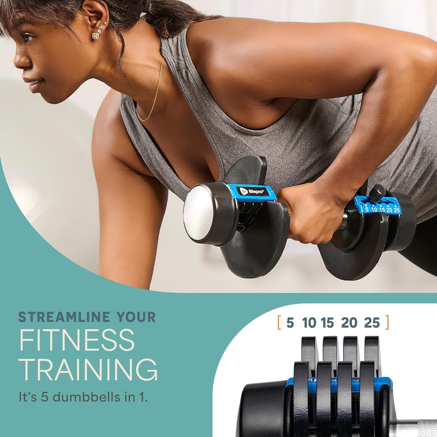 Adjustable Dumbbells Set with Rack for Home Gym