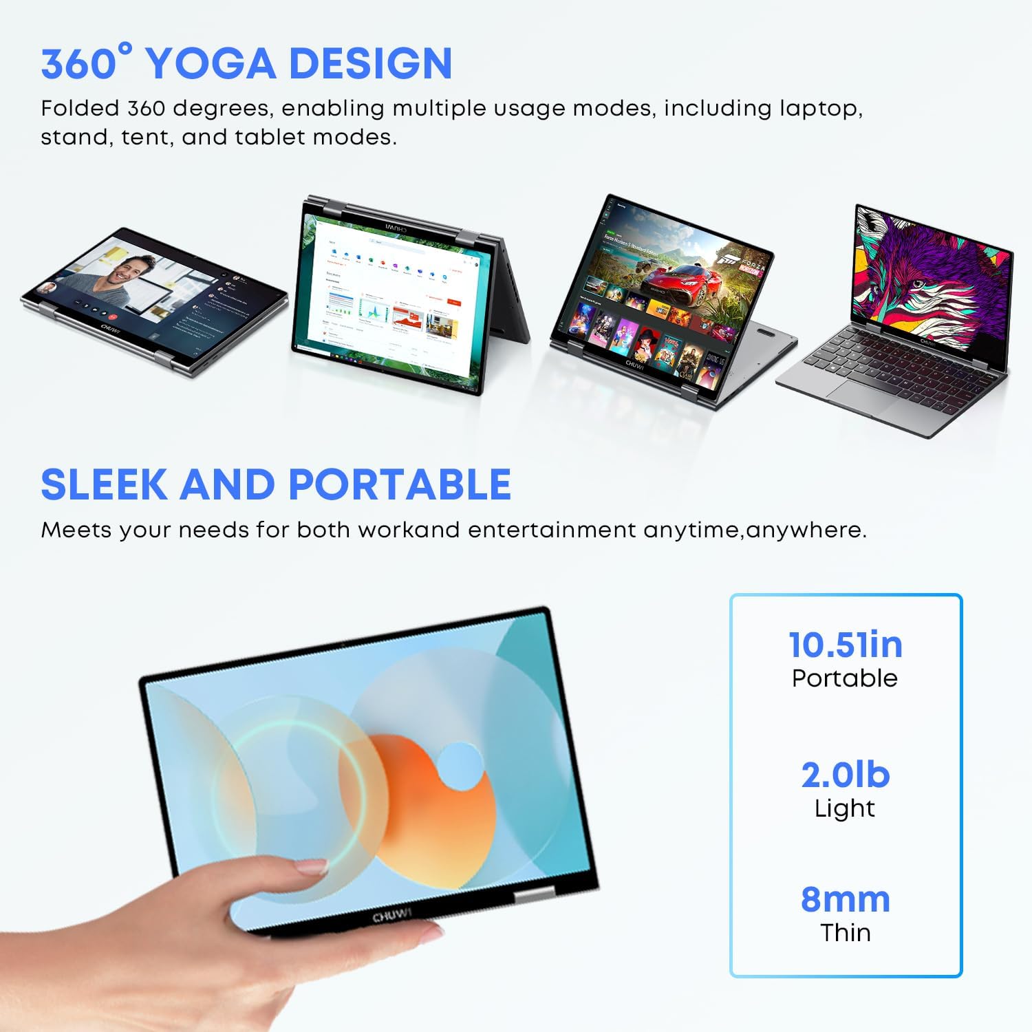 CHUWI Minibook X 2 in 1 Laptop with Touchscreen