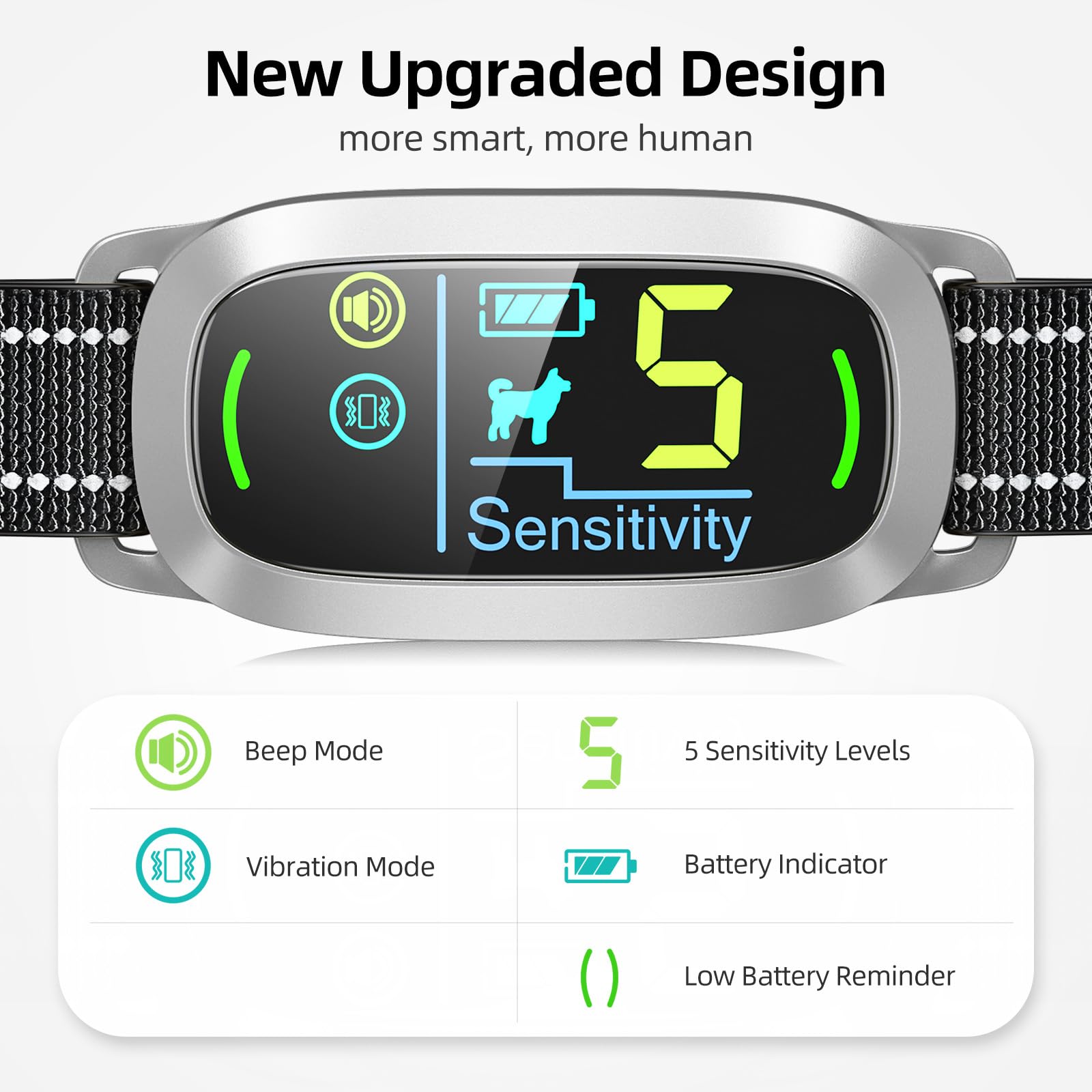 Rechargeable Dog Bark Collar with Adjustable Sensitivity Levels