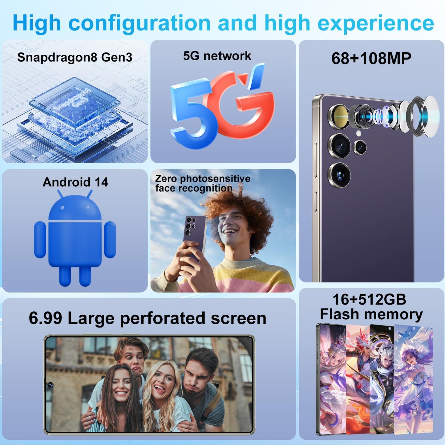 MMY I25 Ultra Unlocked Phone Built In Pen 6.99in 16GB 512GB Android 14 5G Green