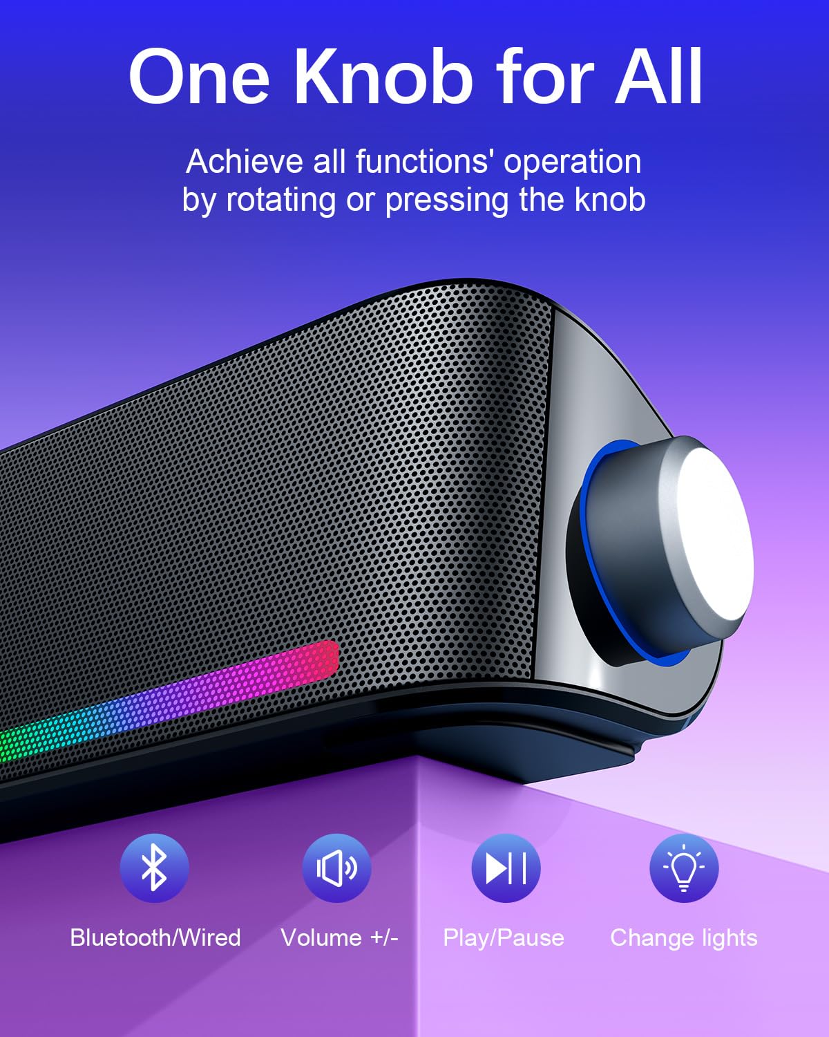 Hi-Fi Bluetooth Computer Speakers with Dynamic Lighting