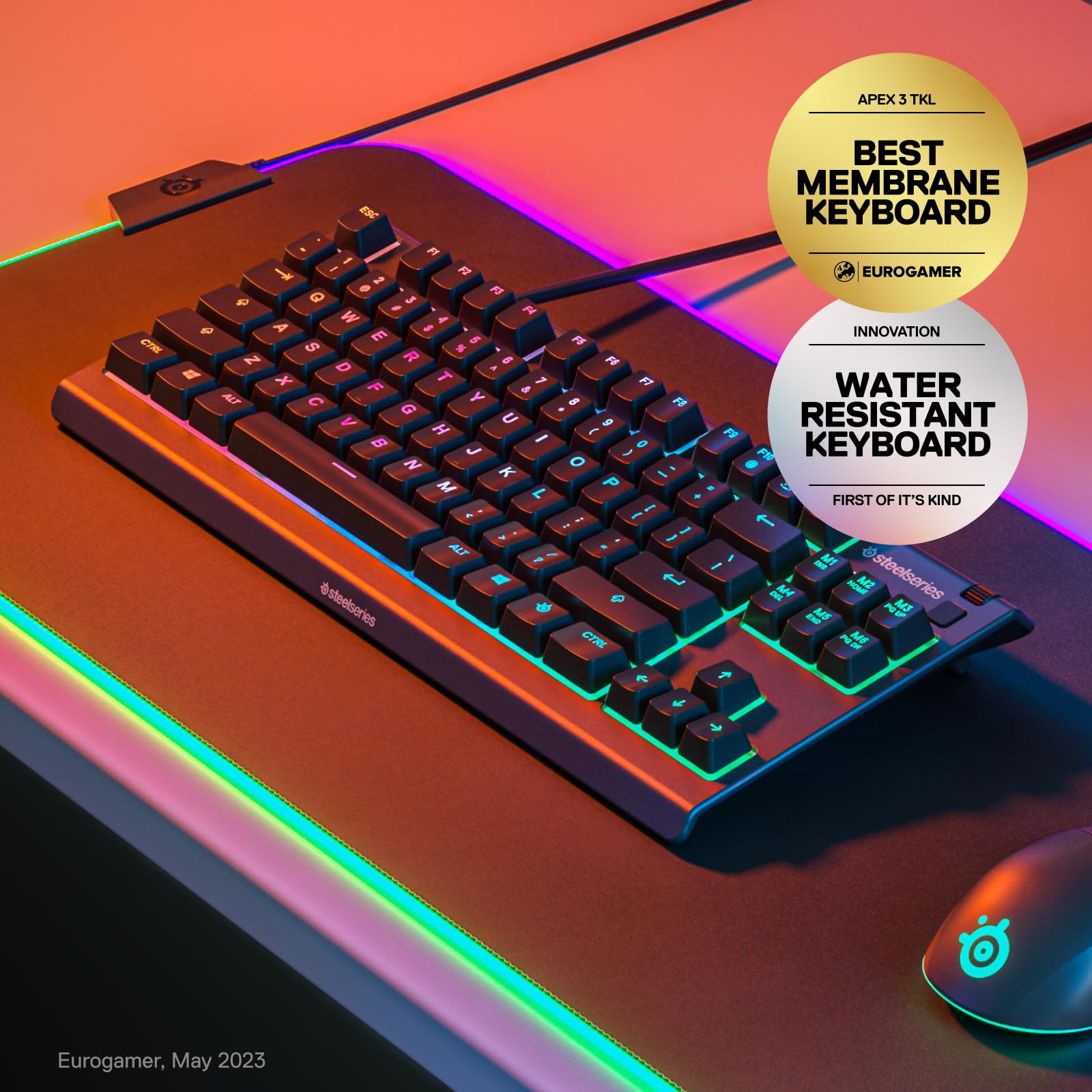 SteelSeries Apex 3 RGB Gaming Keyboard with Water Resistance