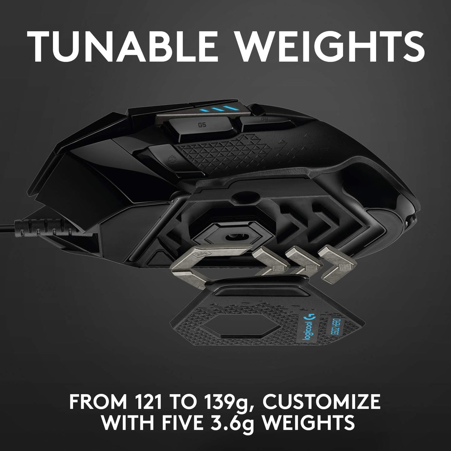 Logitech G502 HERO Wired Gaming Mouse with Adjustable Weights