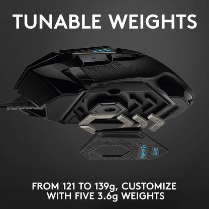 Logitech G502 HERO Wired Gaming Mouse with Adjustable Weights