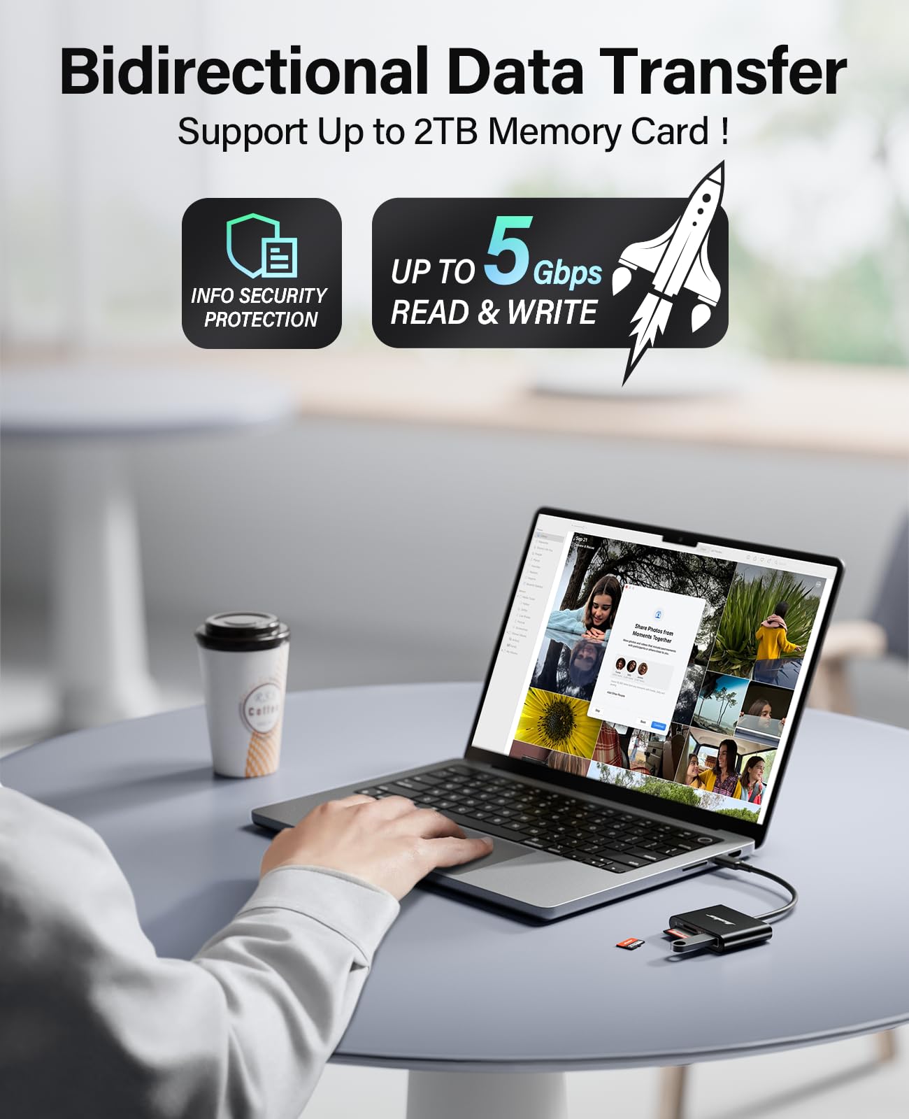 Hicober USB C to SD Card Reader High Speed 2TB Capacity
