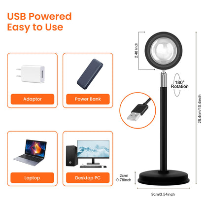 Sunset Lamp Projector 180 Degree Rotation Sun Projection LED