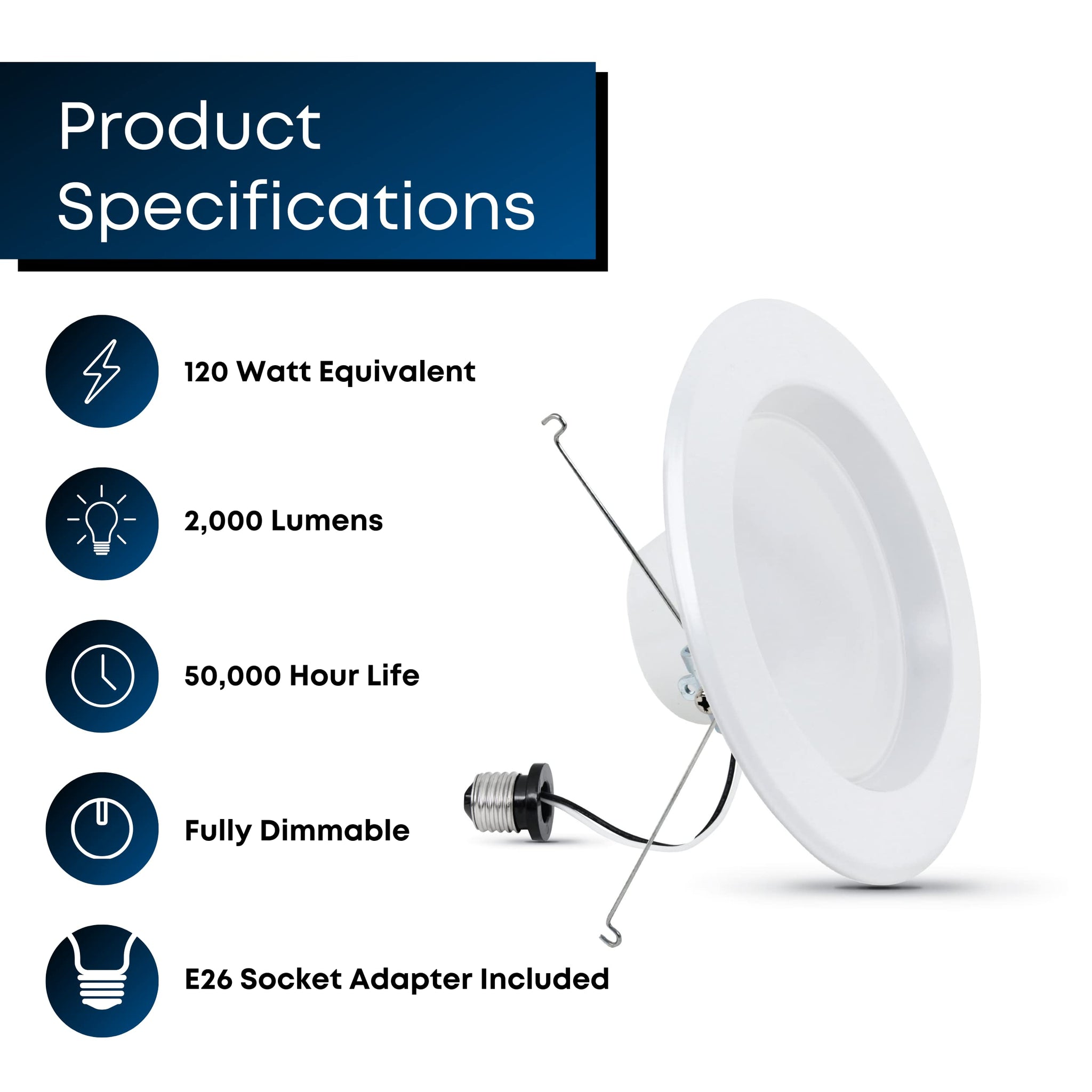 Energy Efficient LED Downlight Retrofit Kit with Adjustable Trim