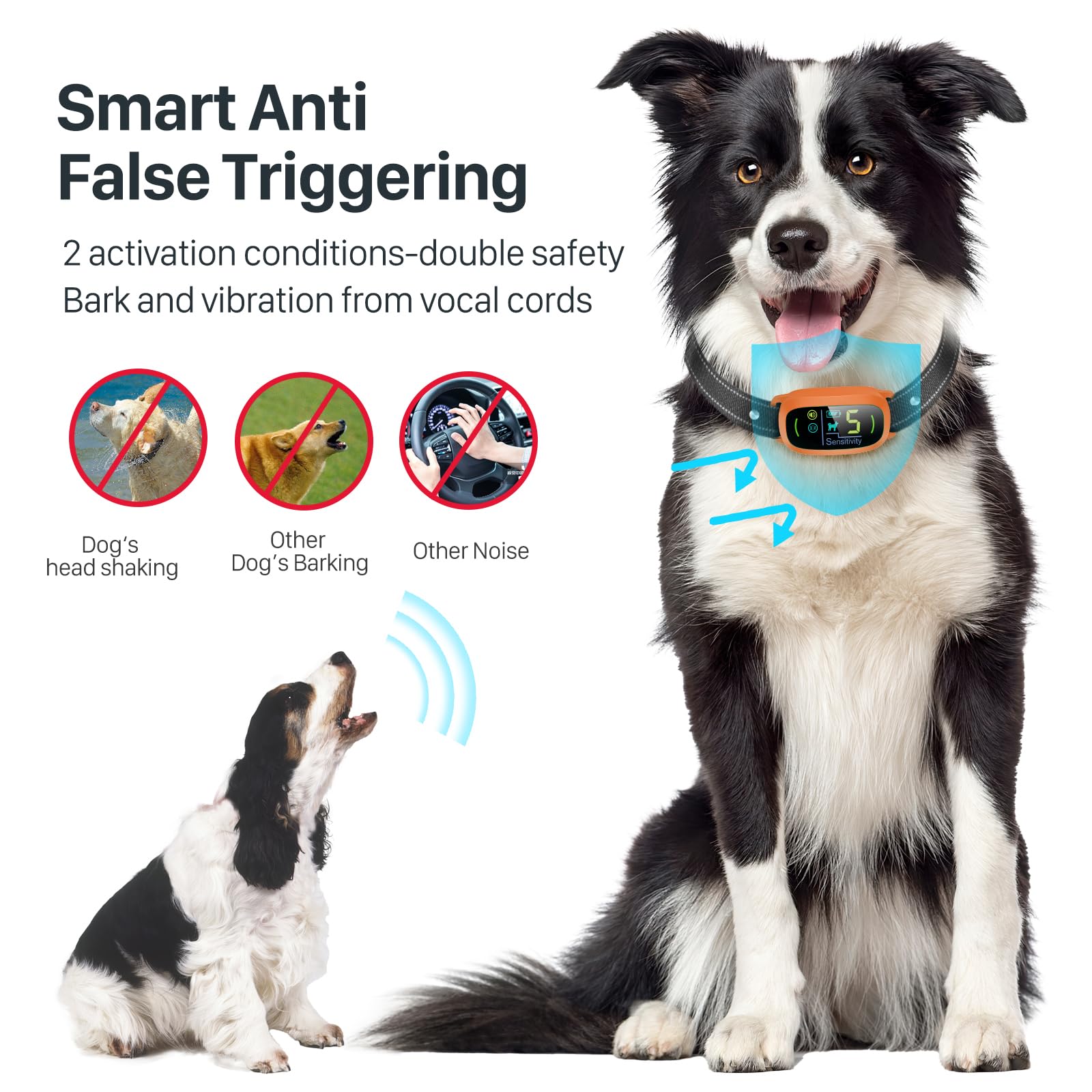 Rechargeable Dog Bark Collar with Adjustable Sensitivity Levels