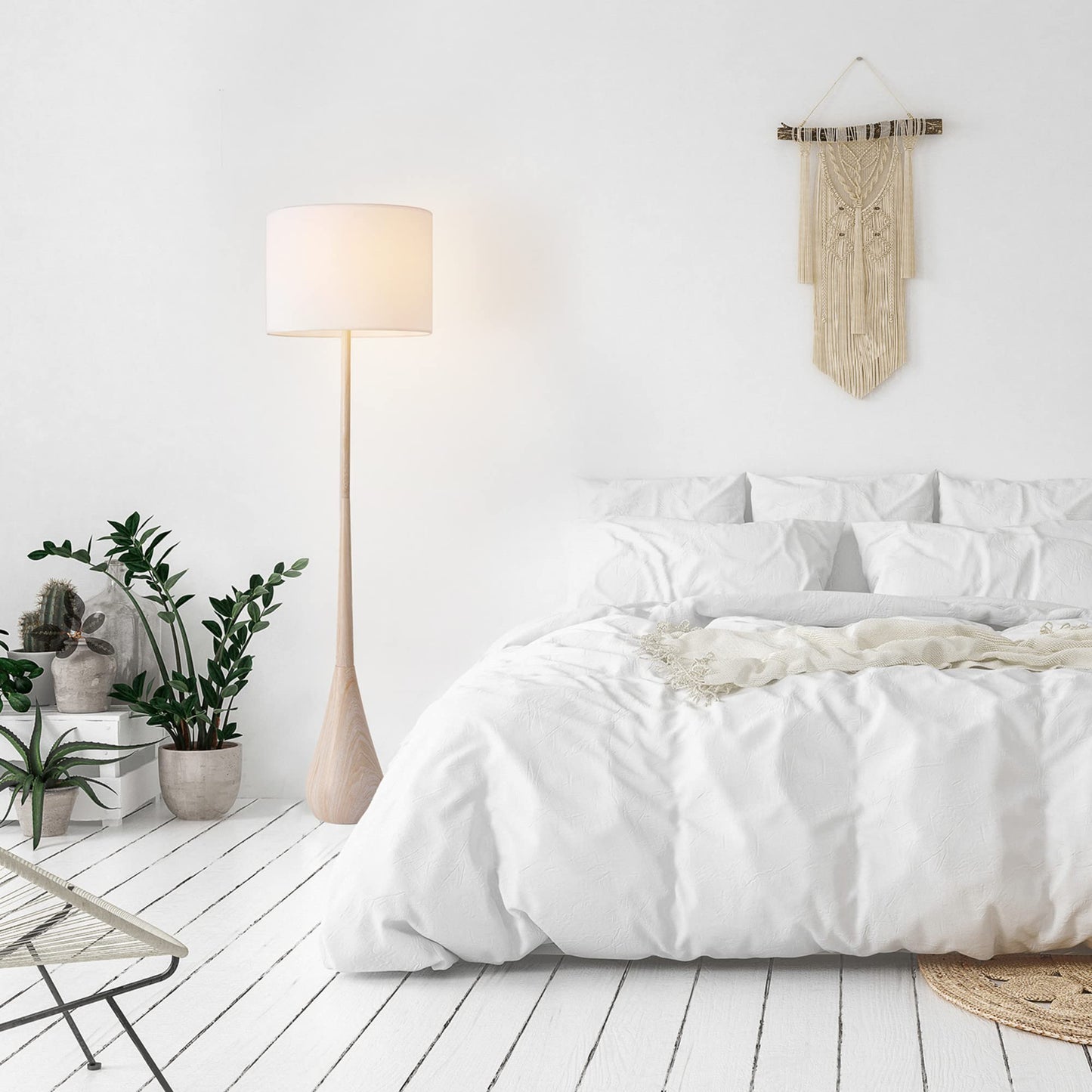 Modern 70 Inch Floor Lamp with Soft White Shade