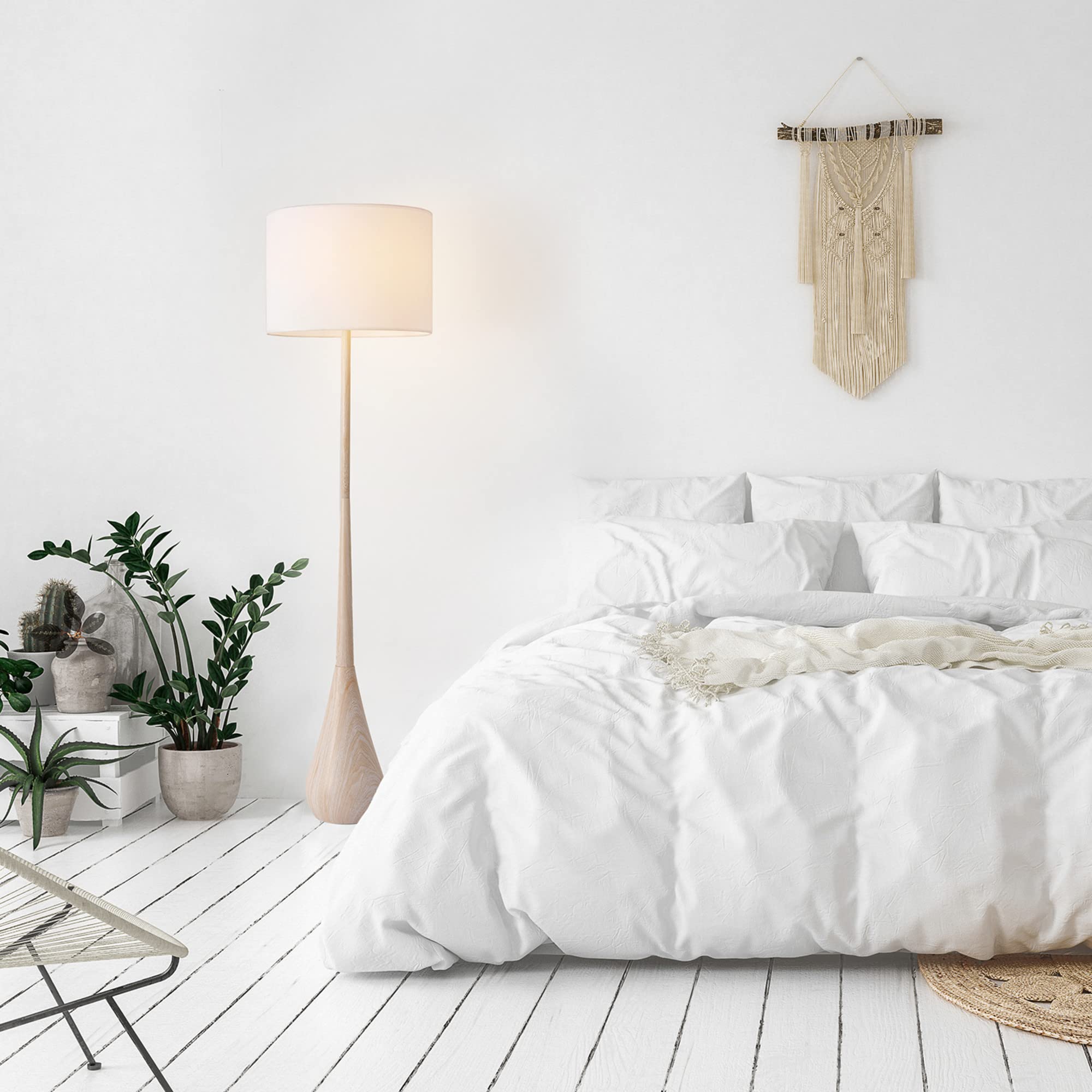 Modern 70 Inch Floor Lamp with Soft White Shade