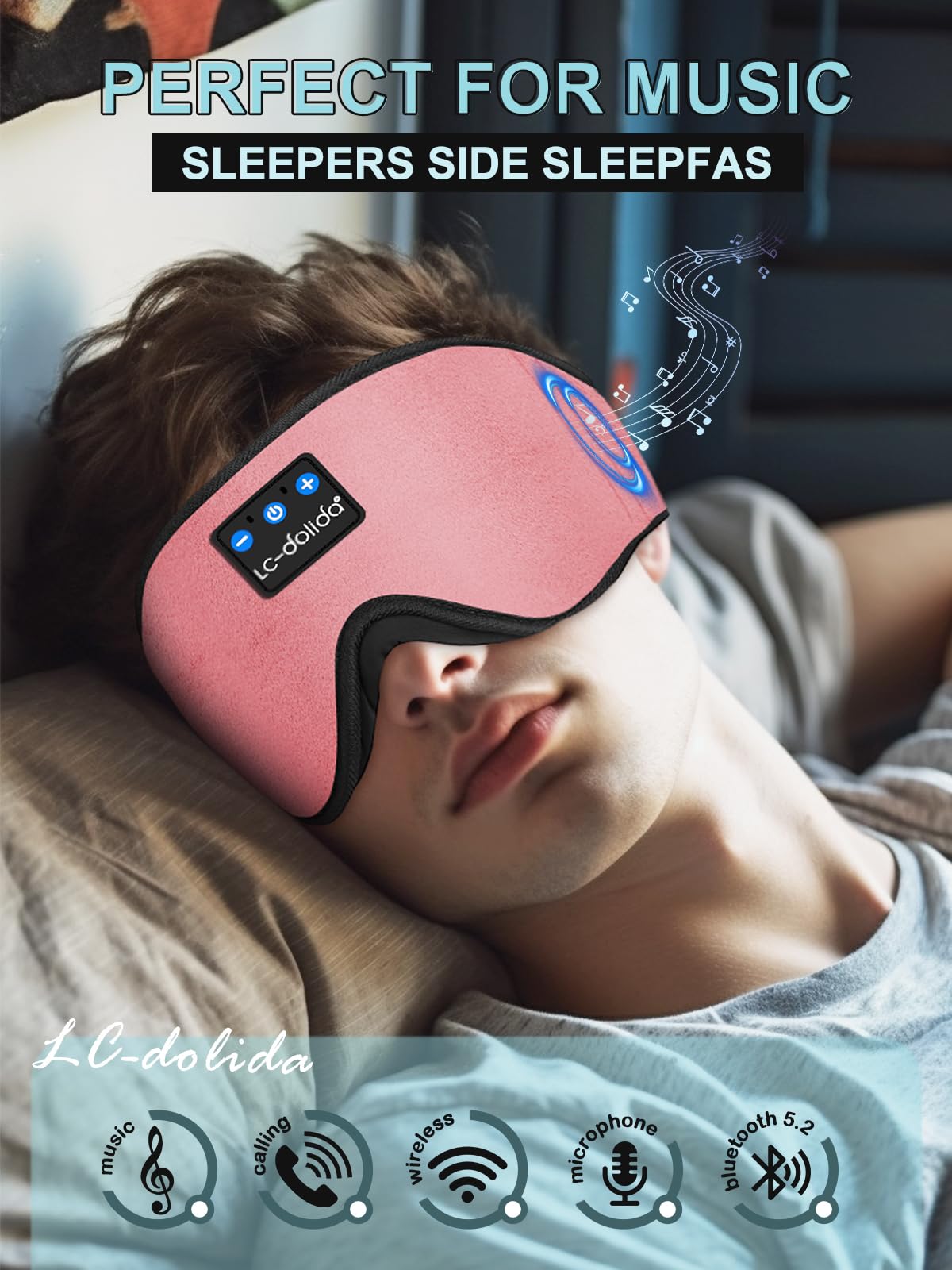 Sleep Headphones Bluetooth Eye Mask for Side Sleepers