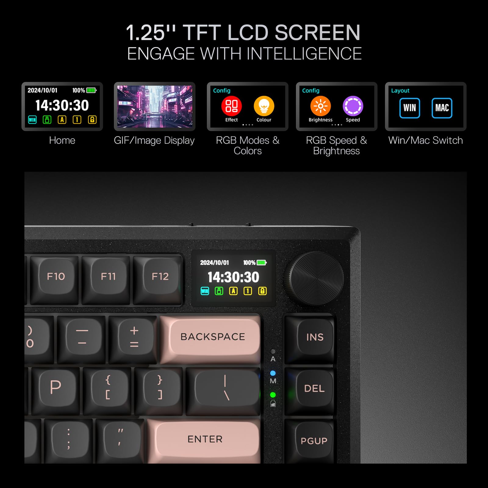 Redragon K673 Pro Wireless RGB Gaming Keyboard with Custom Knob