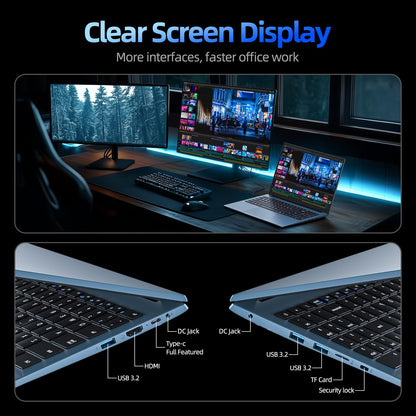 Naclud 15.6 Inch Laptop Celeron N4000 Win11 4GB 128GB Gray