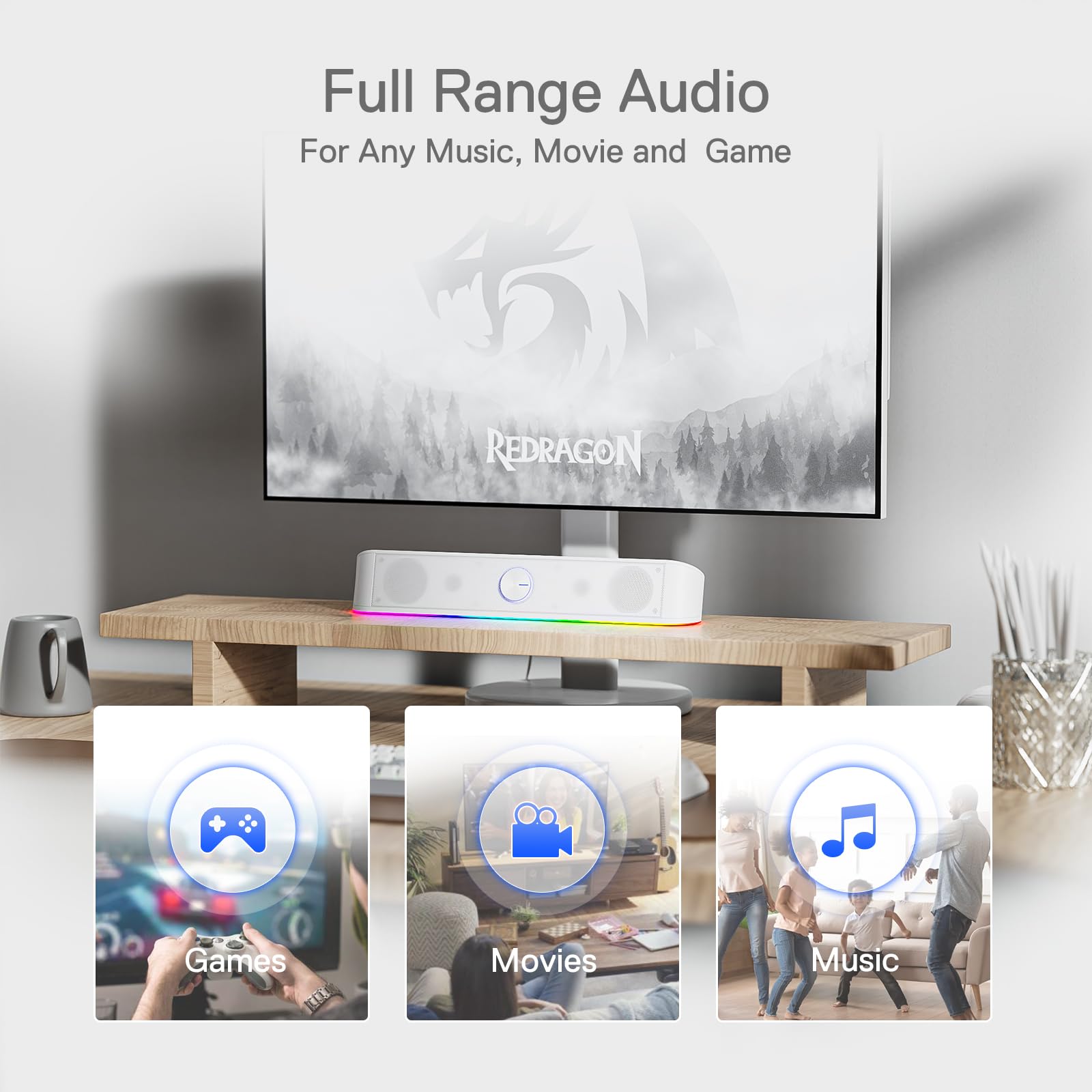 Redragon GS560 RGB Desktop Soundbar with Dynamic Lighting
