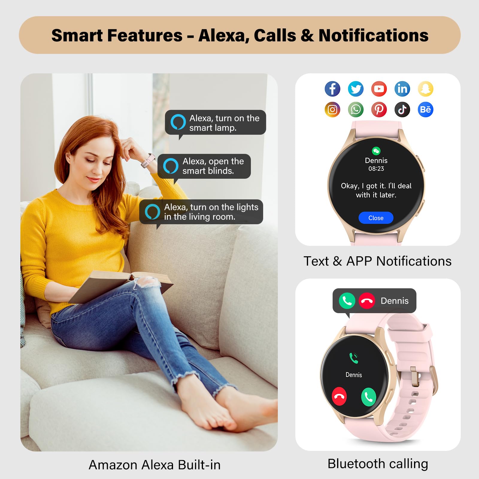 Smart Watch For Women With Alexa Health Tracking AMOLED