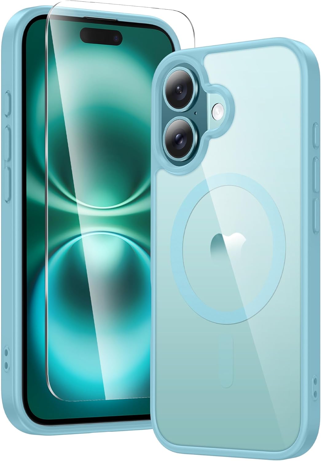 FNTCASE IPhone 16 Case Clear Magnetic MagSafe Screen Protector Drop Proof Rugged