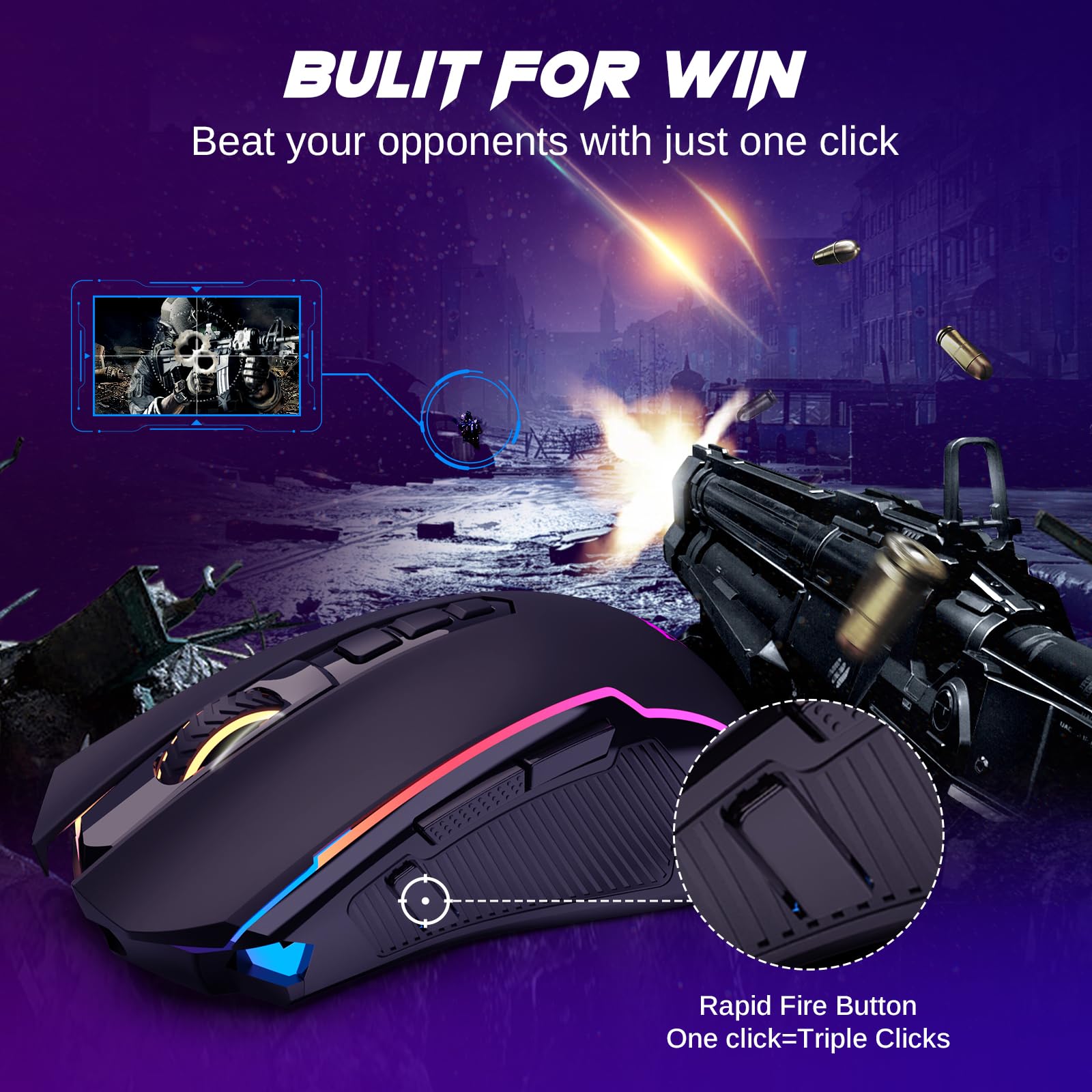 Redragon Wireless Gaming Mouse with 8000 DPI Performance