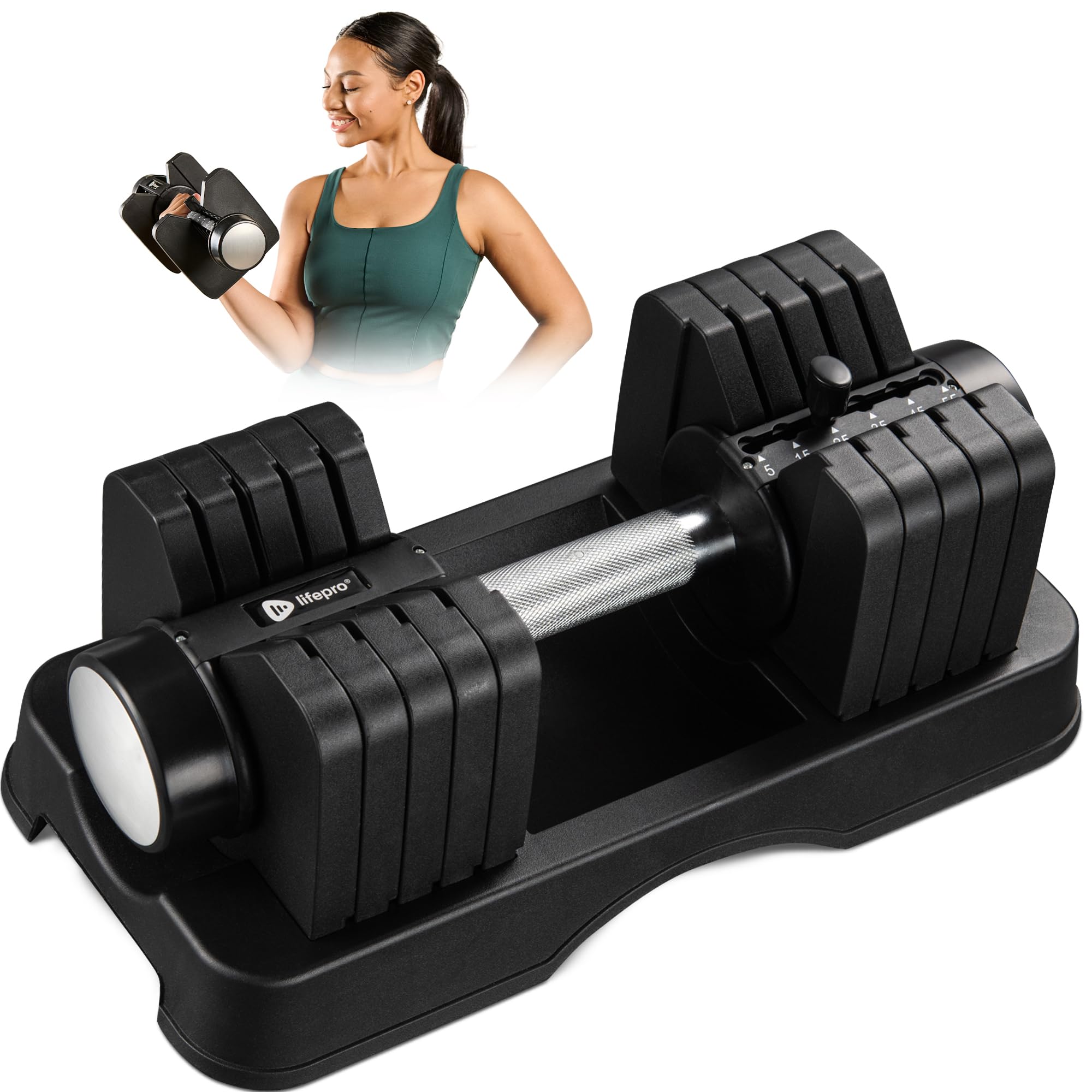 Adjustable Dumbbells Set with Rack for Home Gym
