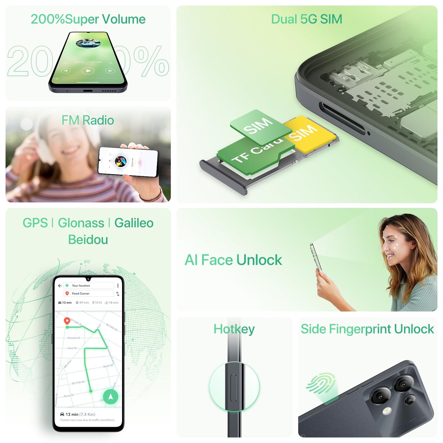 UMIDIGI G9 5G Android 14 Phone 12GB RAM 128GB ROM 50MP Camera 6.75 Inch 90Hz