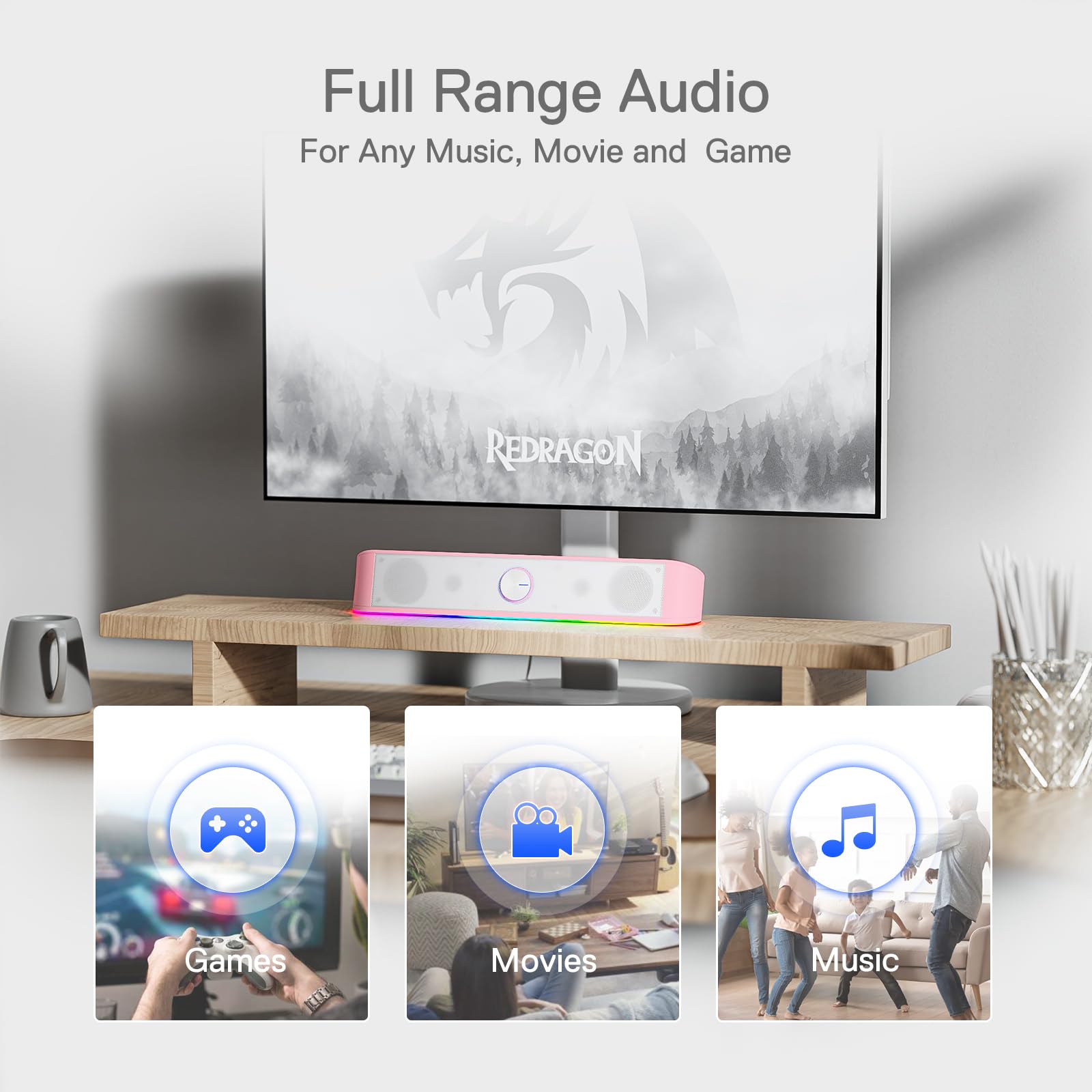 Redragon GS560 RGB Desktop Soundbar with Dynamic Lighting