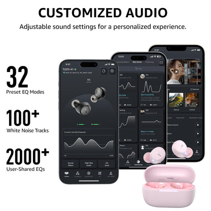 TOZO A1 Wireless Earbuds Bluetooth 5.3 Light Weight in Ear IPX5 Waterproof Headphones 2 Mic for AI Calls, Immersive Premium Sound Bass Headset with Charging Case, 32 Presets EQ Customization via App