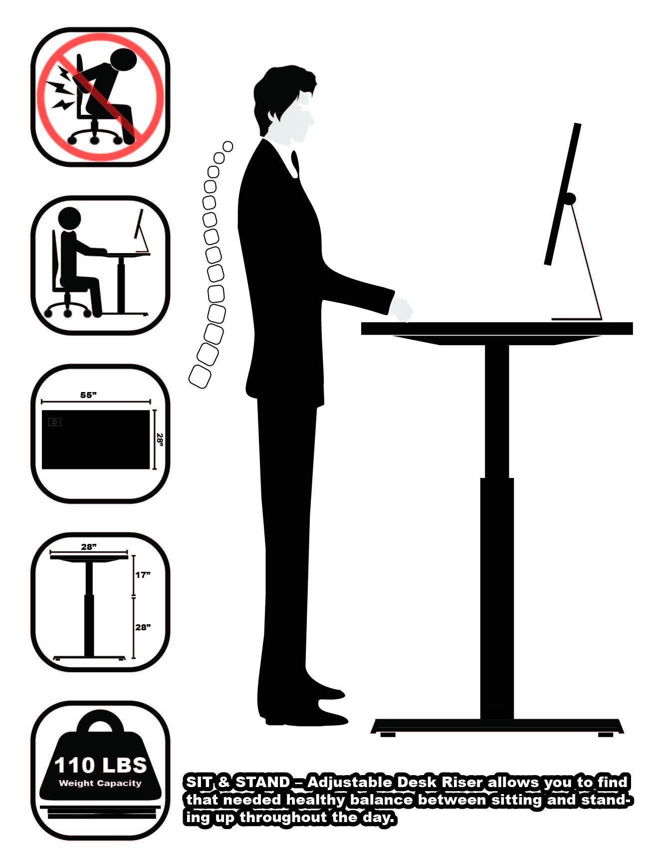 Height Adjustable Standing Desk with Memory Preset Feature