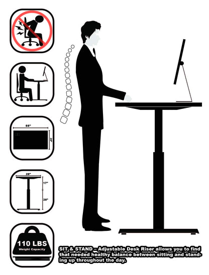 40 Inch Electric Height Adjustable Sit to Stand Desk