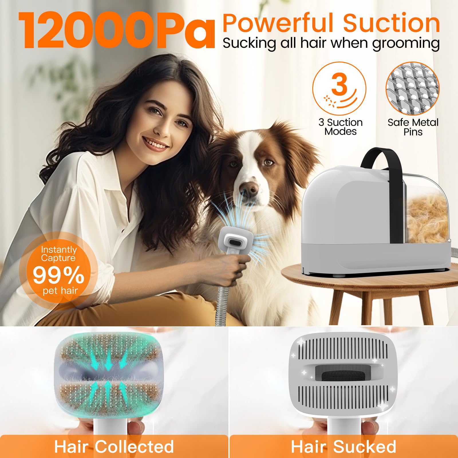 Dog Grooming Vacuum Kit with Low Noise Clippers