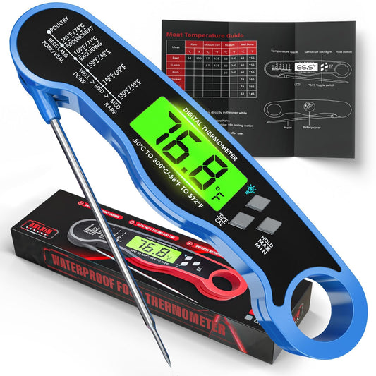 Digital Meat Thermometer Instant Read Waterproof Backlit Red