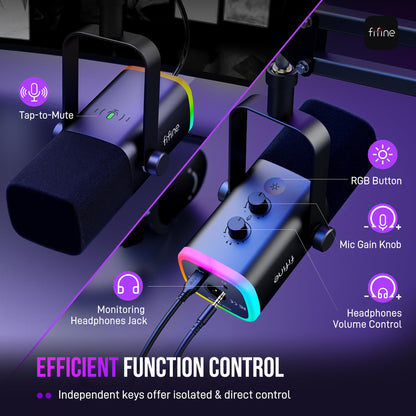 FIFINE AM8T XLR USB Gaming Microphone Kit with Boom Arm