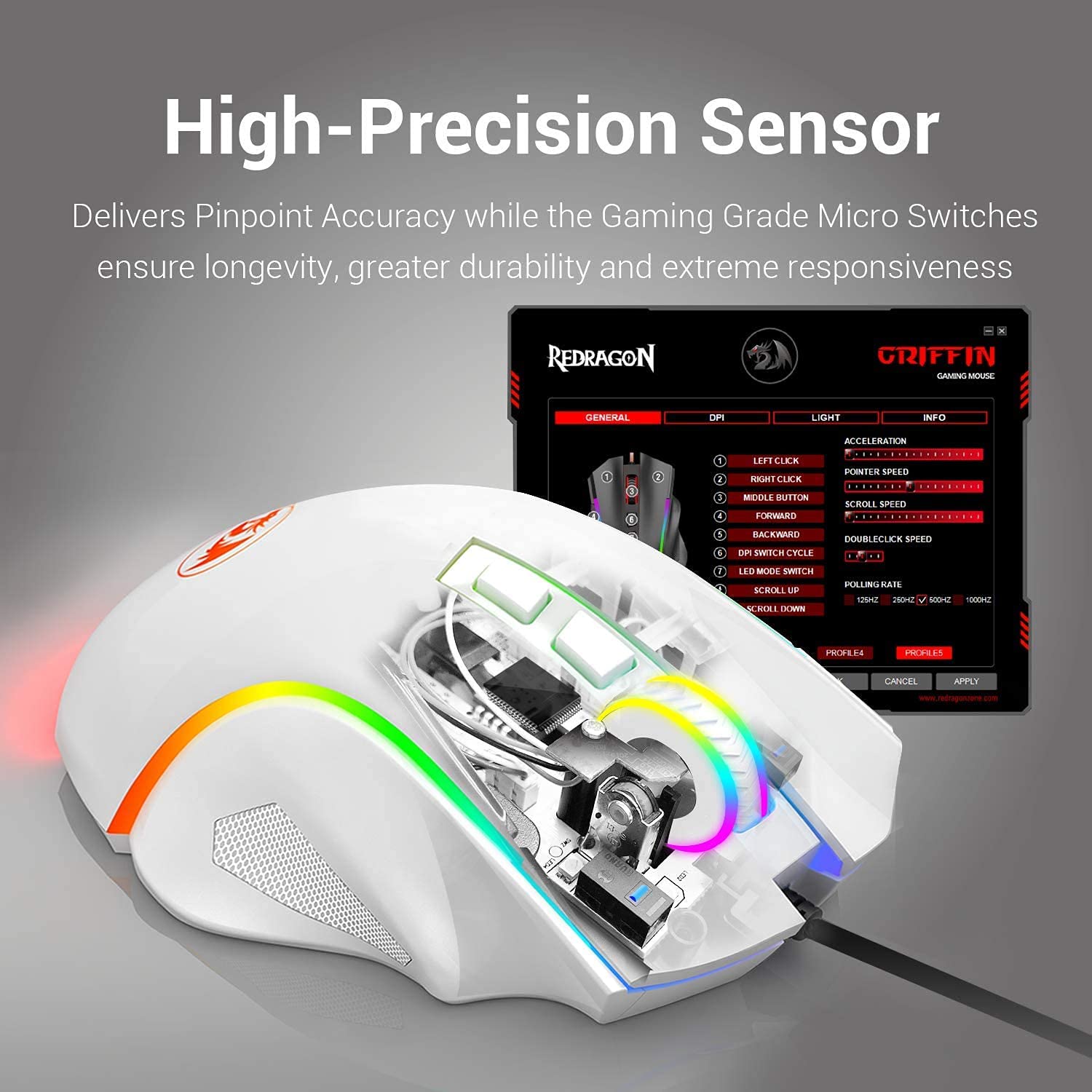 Redragon M602 Ergonomic RGB Gaming Mouse with Adjustable DPI