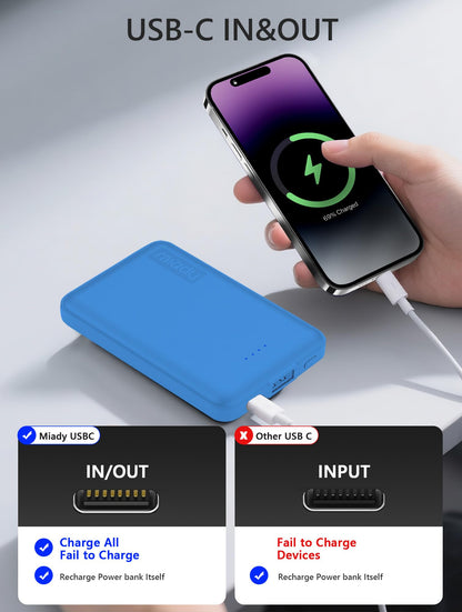 Miady 2 Pack 5000mAh Mini Portable Charger 5V USB C Output