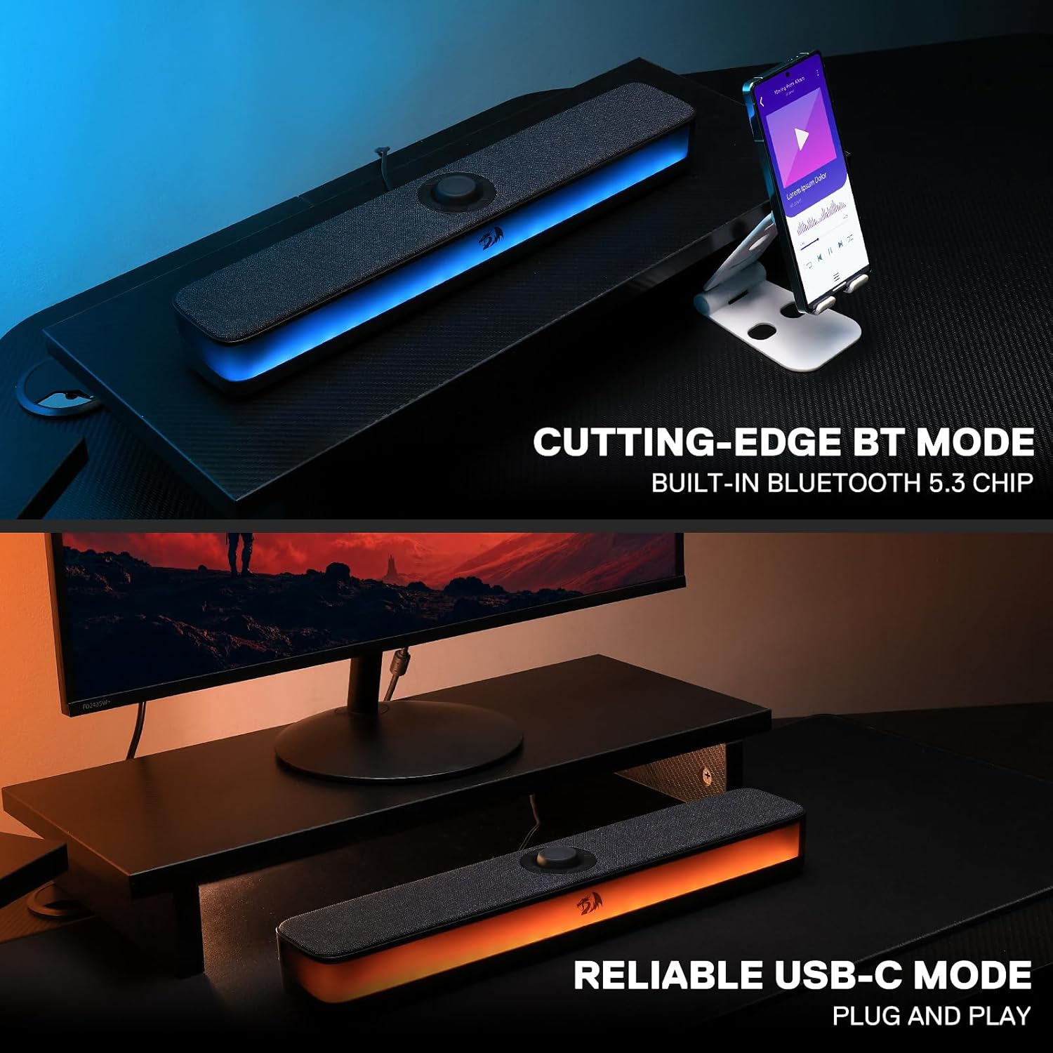 Redragon GS515 RGB Desktop Soundbar with Bluetooth