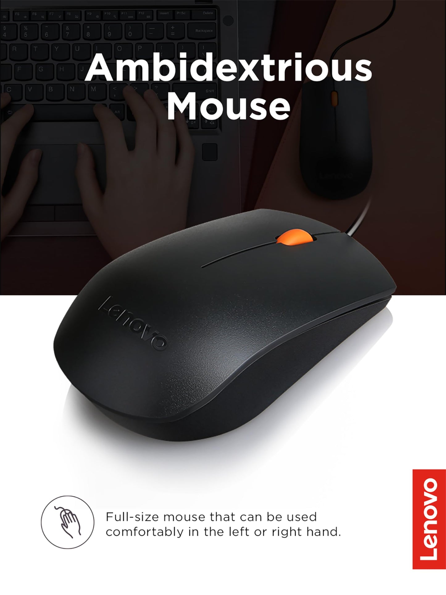 Lenovo 300 USB Keyboard Ergonomic Design for Comfortable Typing
