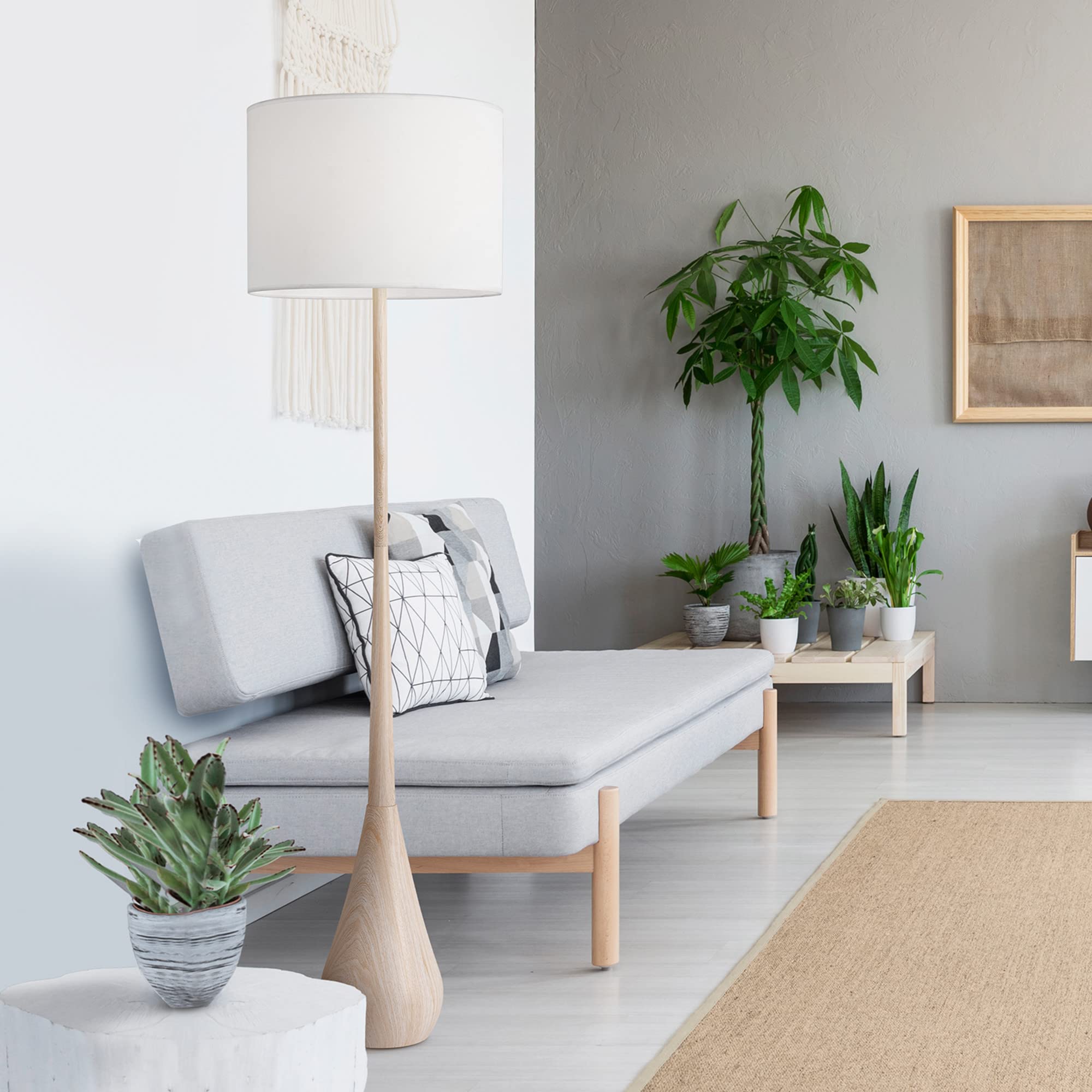 Modern 70 Inch Floor Lamp with Soft White Shade
