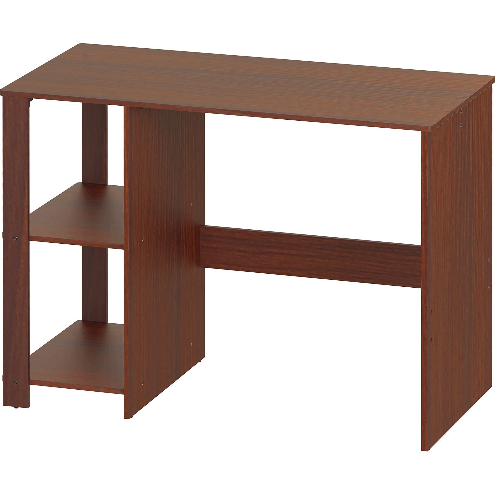 SHW 38 Inch Black Home Office Desk with Shelves