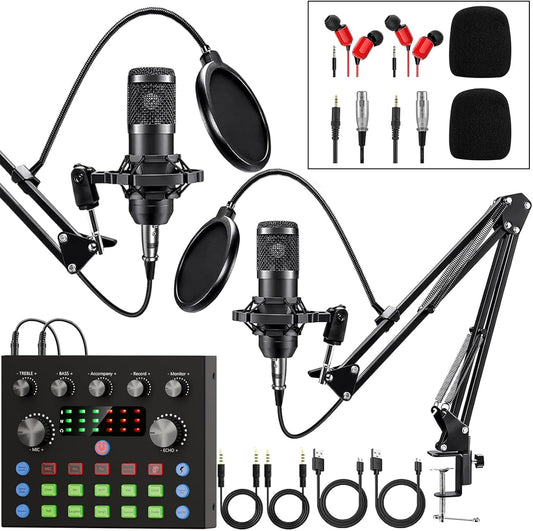 Podcast Equipment Bundle For Two Voice Changer Microphones