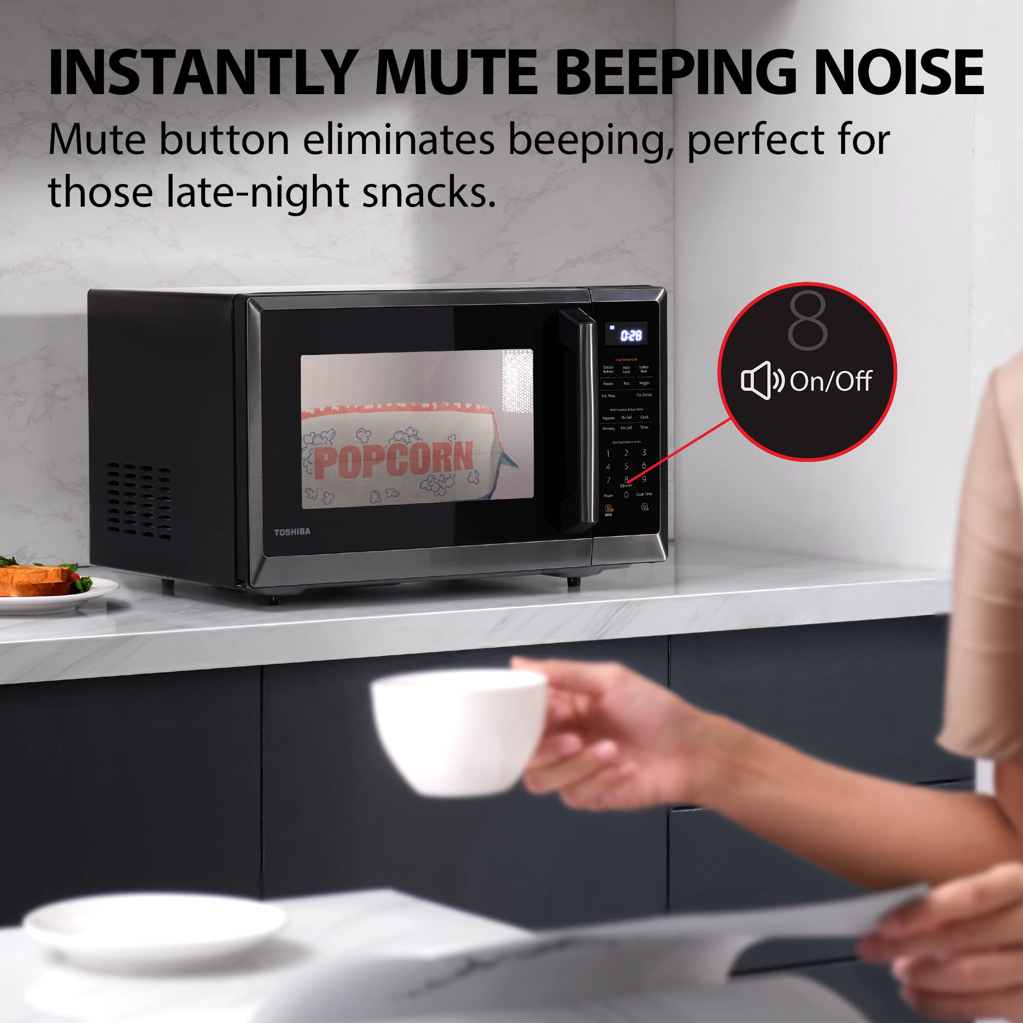 Toshiba Small Countertop Microwave with Child Lock Feature