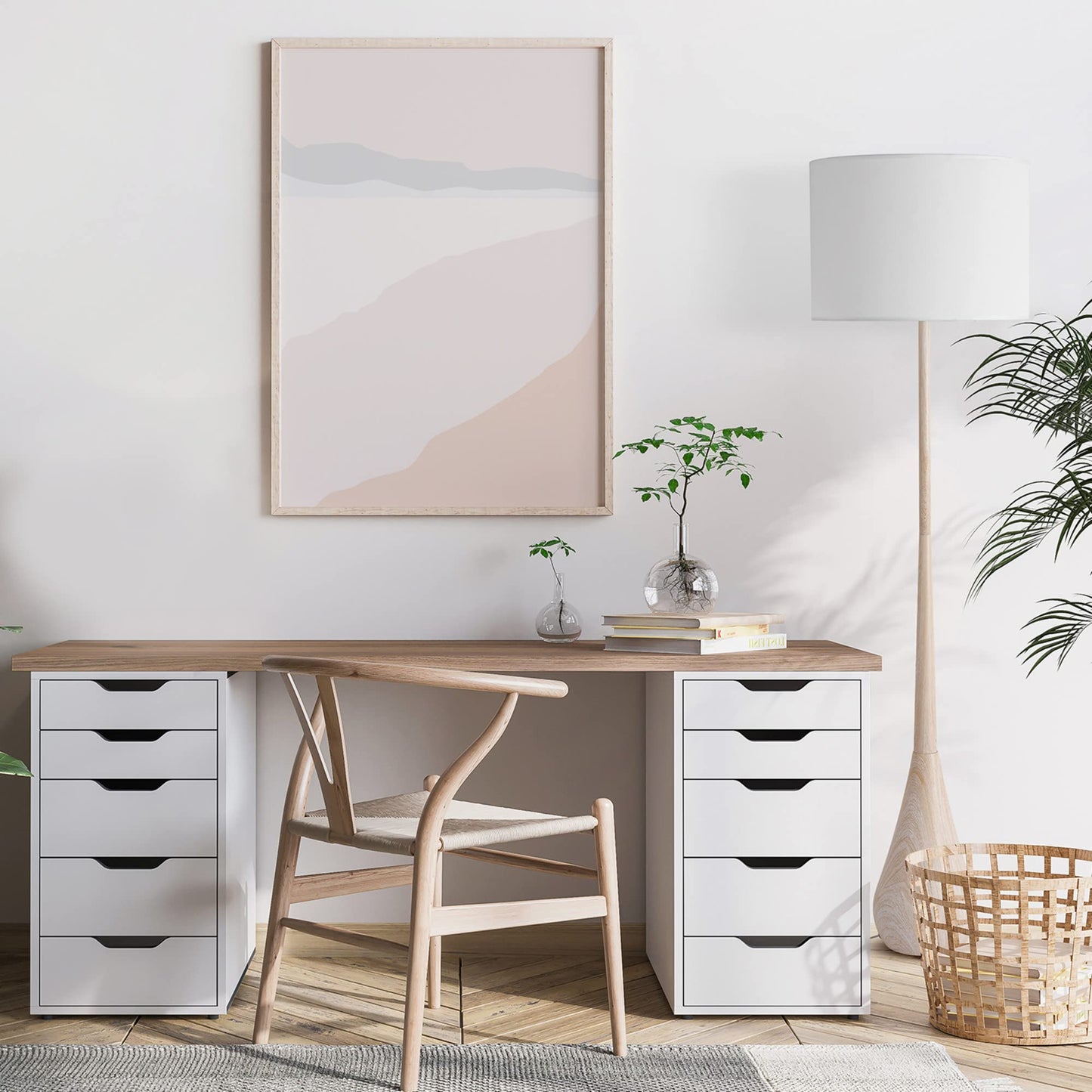 Modern 70 Inch Floor Lamp with Soft White Shade