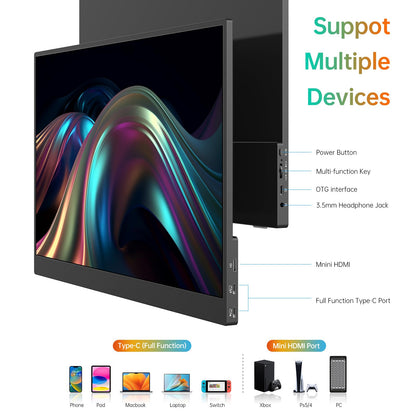 MNN 15.6 Inch Portable Monitor FHD 1080P IPS USB C HDMI