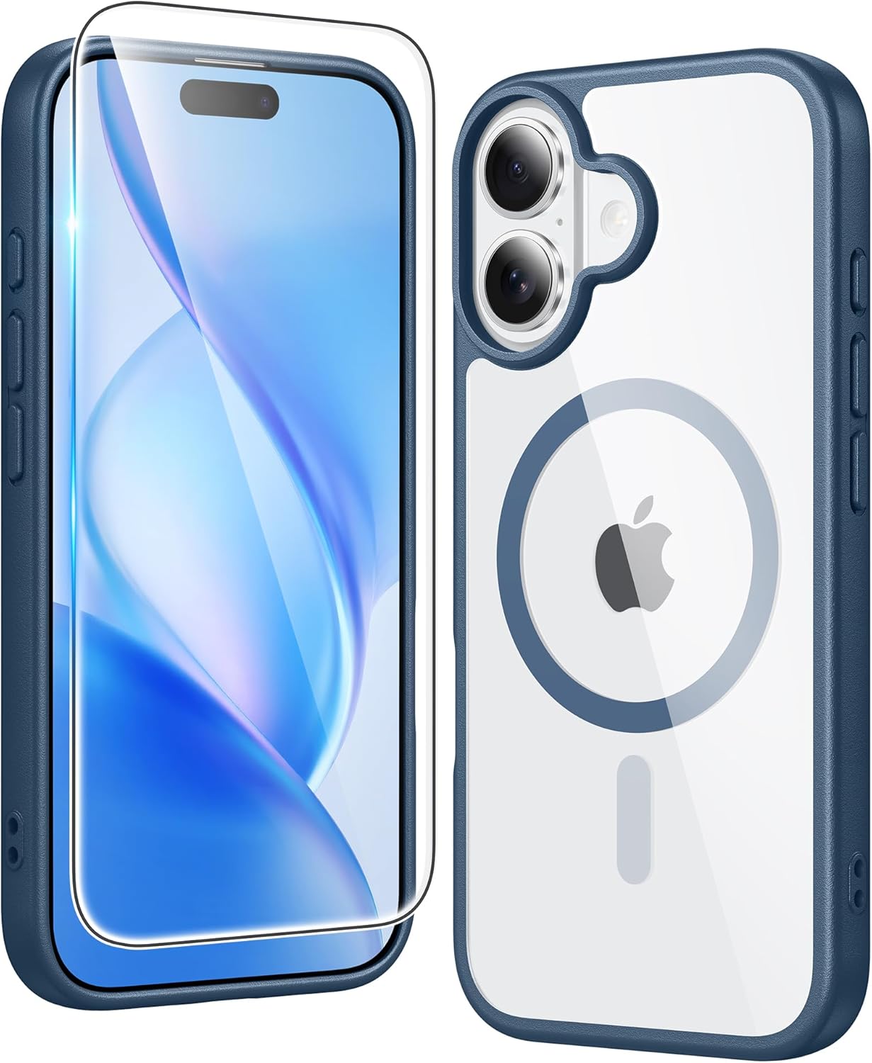 FNTCASE IPhone 16 Case Clear Magnetic MagSafe Screen Protector Drop Proof Rugged