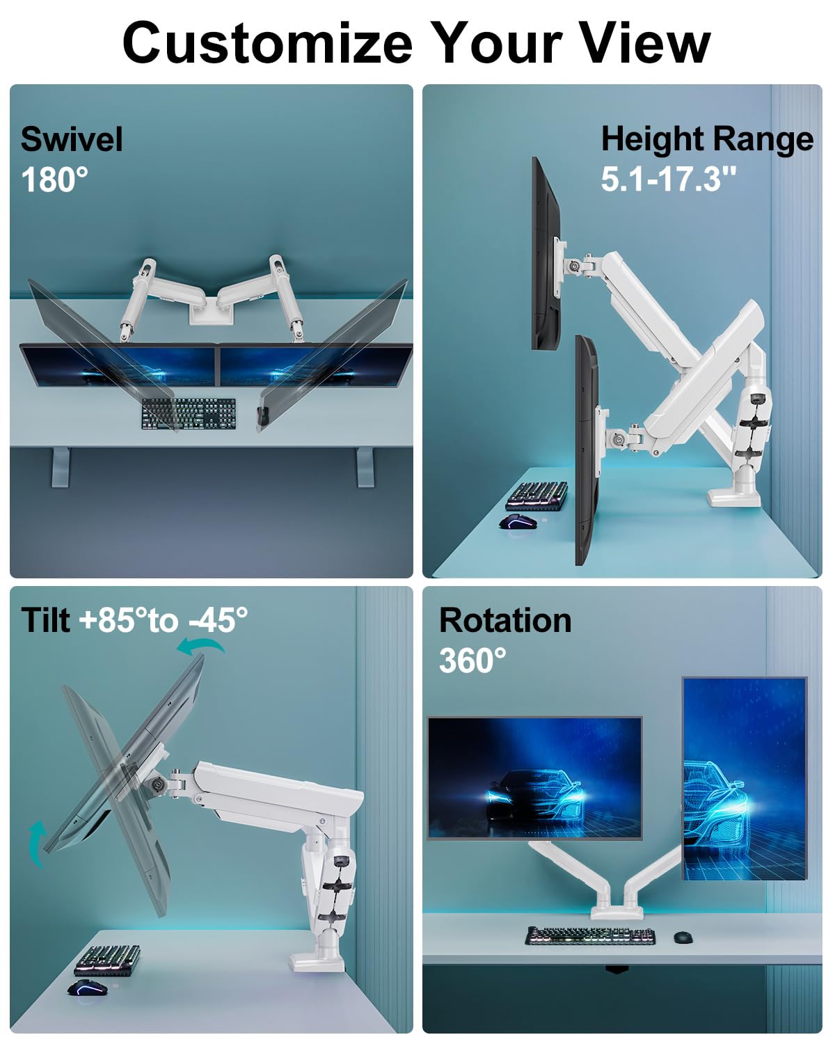 Freelift Pro Monitor Desk Mount 13-32 Inch Gas Spring Arm