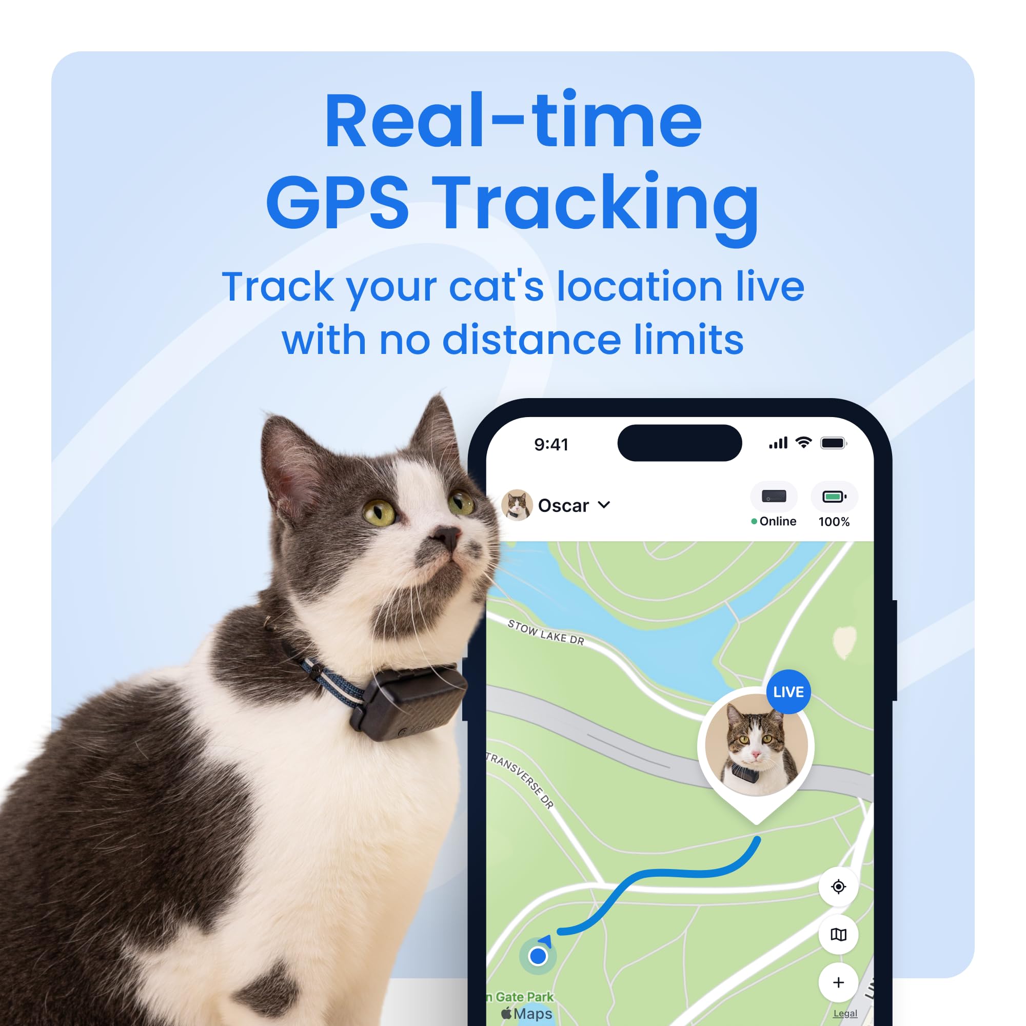 Tractive Smart Cat GPS Tracker with Real Time Monitoring