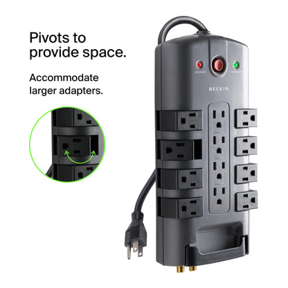 Surge Protector Power Strip With Rotating Outlets And Cord