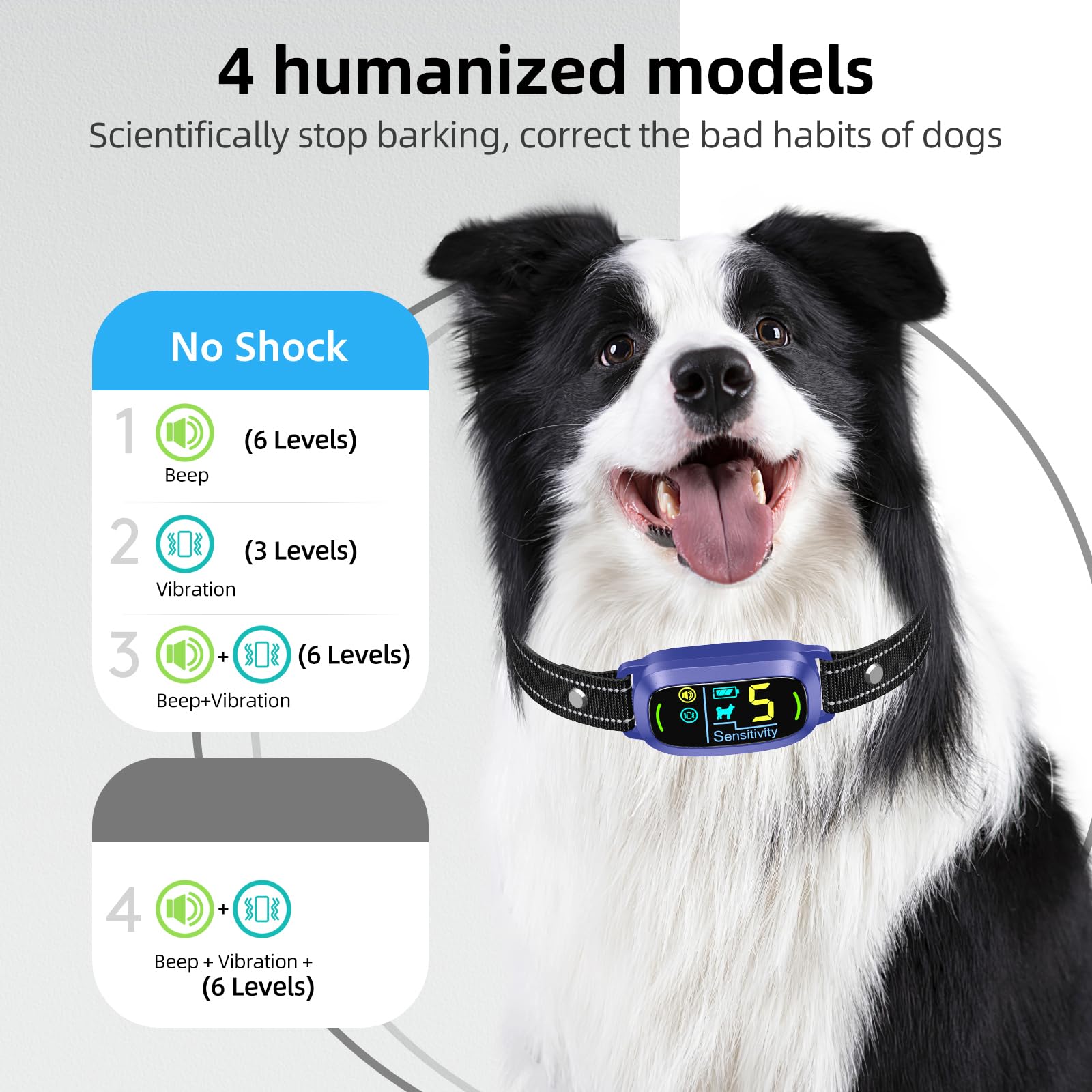 Rechargeable Dog Bark Collar with Adjustable Sensitivity Levels